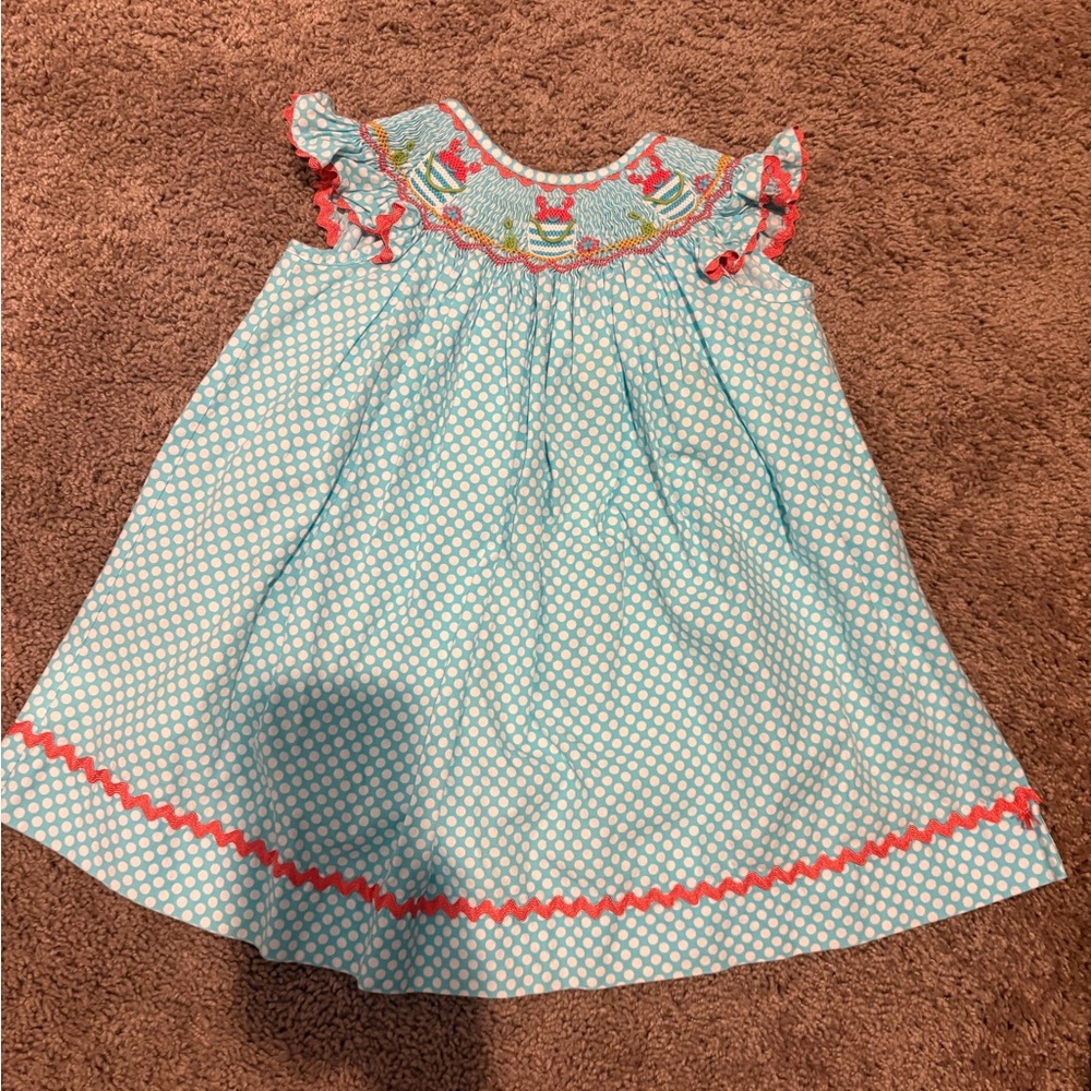 Charming Blue and Red Kids Casual Dress